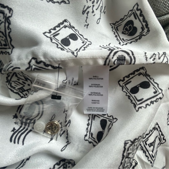 Karl Lagerfeld White Button-Up Shirt with Paris France postcard Print - Picture 5 of 8